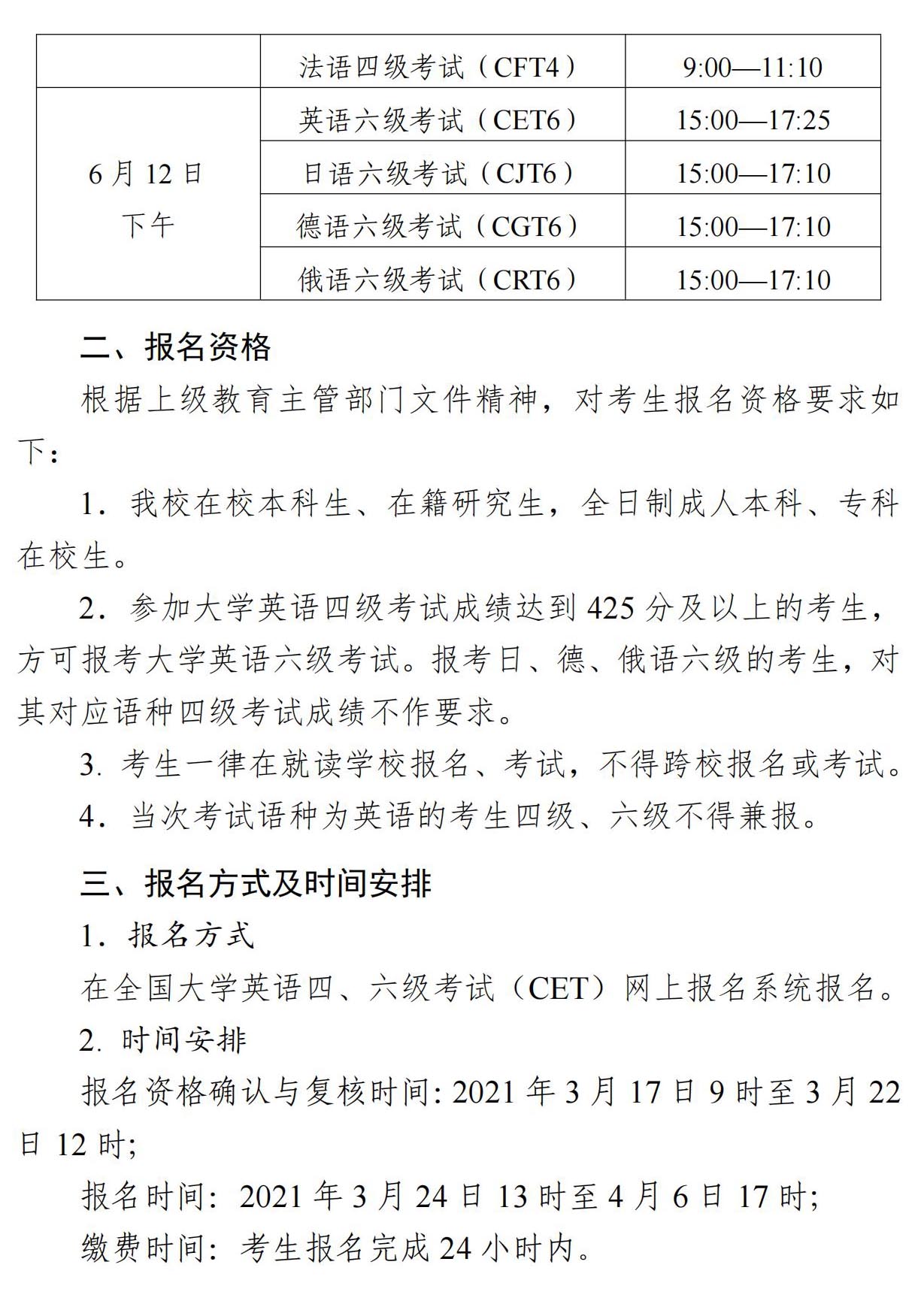 江苏科技大学2021年上半年英语四六级报名通知