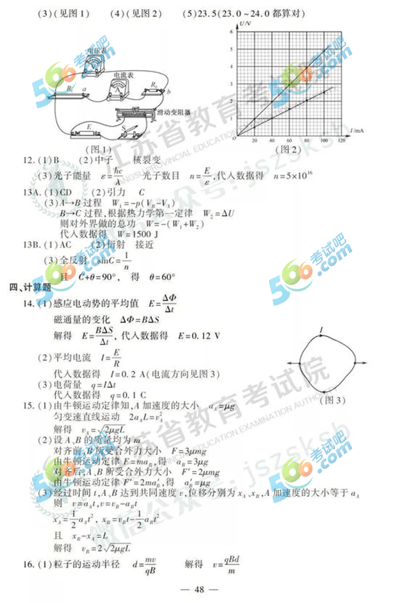 2019年江苏高考物理真题及答案(官方版)