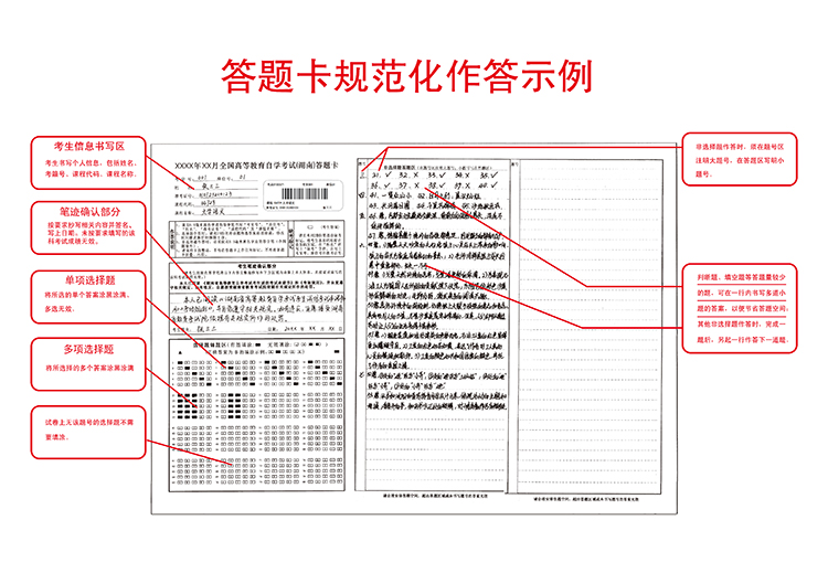 湖南省2024年4月自学考试答题卡规范参考模板