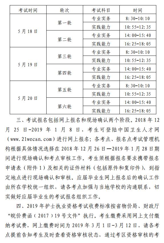 安徽2019年护士执业资格考试报名官方公告