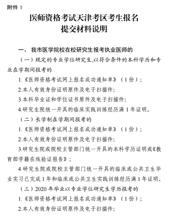 天津2020年医师资格考试现场审核时间、地点及材料