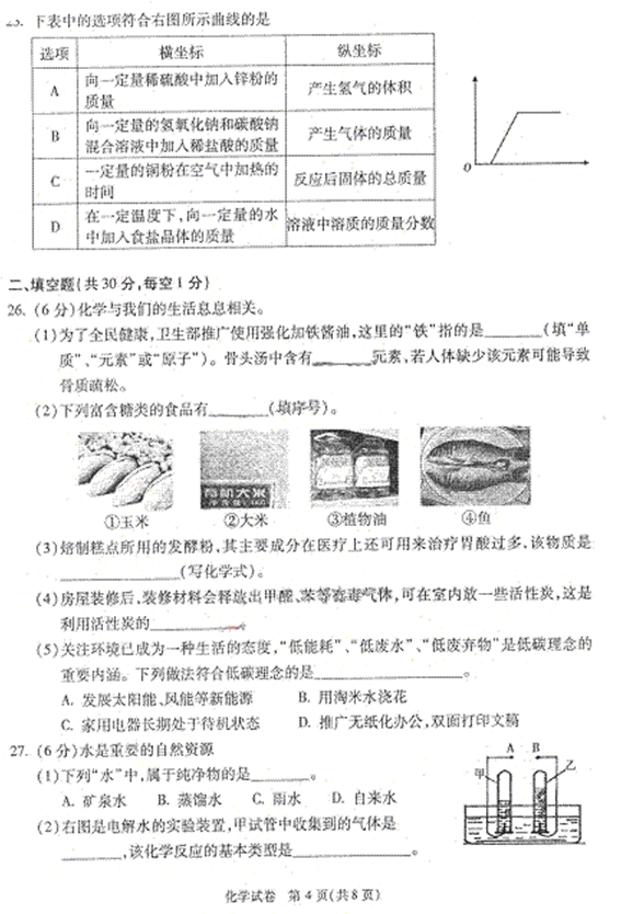 2011北京朝阳区中考一模化学试题及答案