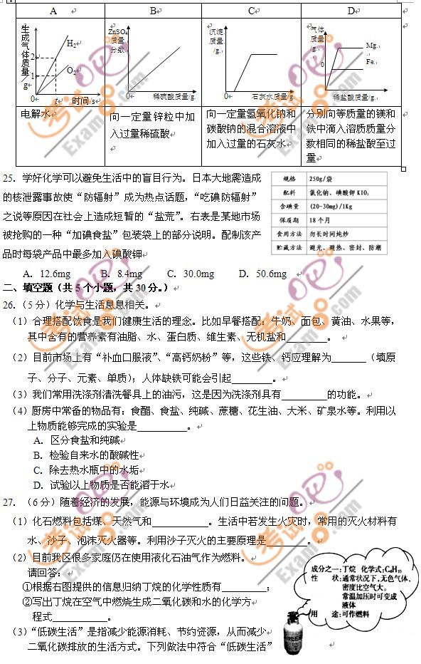 2011北京房山区中考一模化学试题及答案