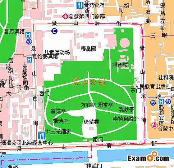 北京景山公园导游图-导游考试