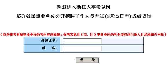 2015年浙江省省属部分事业单位考试成绩查询