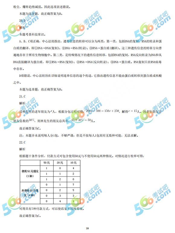 2019年安徽公务员考试《行测》答案(考试吧版）