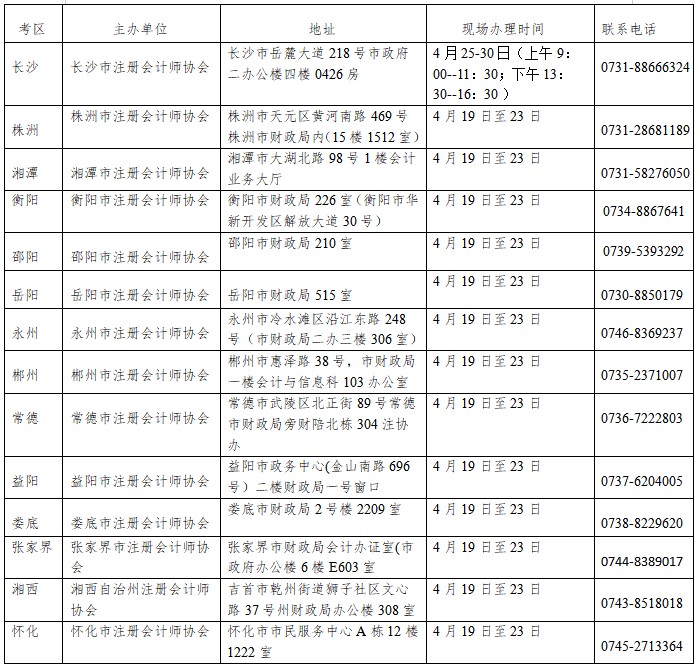 湖南2021年注册会计师全国统一考试报名简章